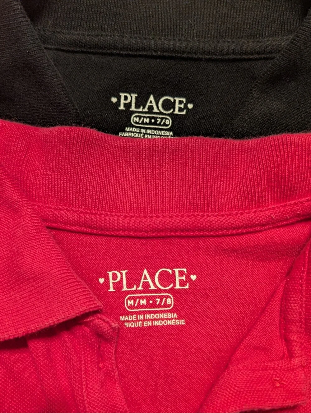Two Children's Place Girls' Polo Tops in Black and Hot Pink